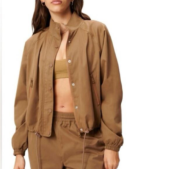 Good American Jackets & Blazers - Good American Brushed Track Snap Jacket in the color Sepia 001 faux suede Small